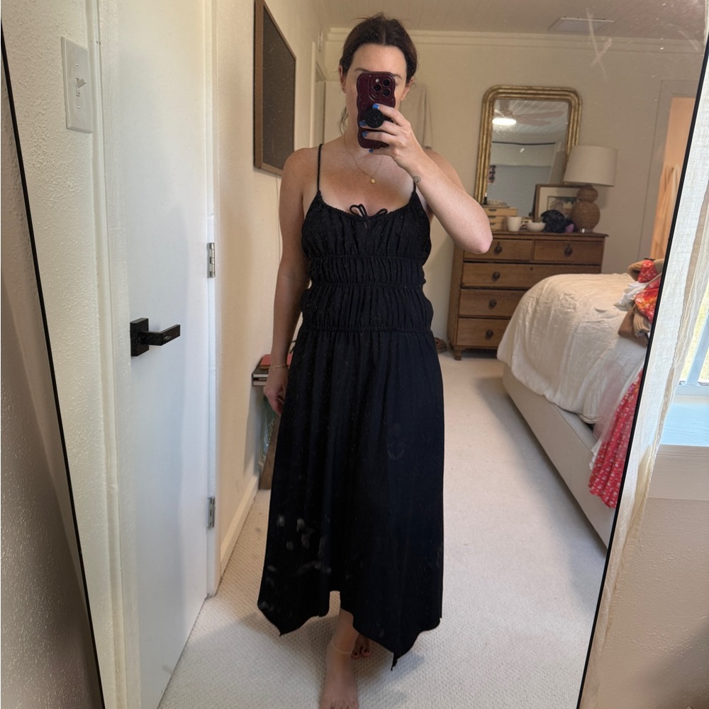Proenza Schouler Black Smocked Maxi Dress